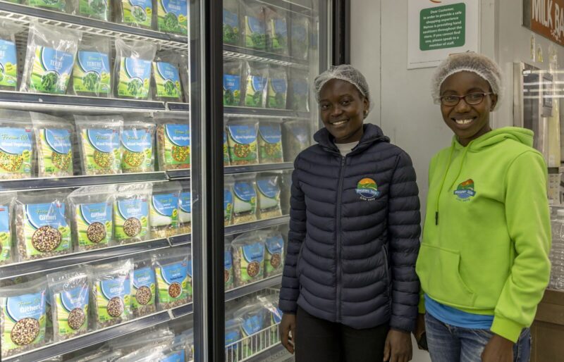 Women entrepreneurs with their frozen vegetables